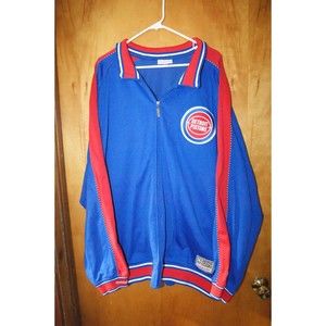 RARE Detroit Pistons Mitchell & Ness Full Zip Blue Red Hardwood Classics 60 4XL